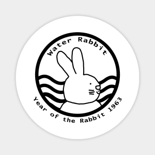 Cute Year of the Rabbit 1963 Water Monochrome Magnet